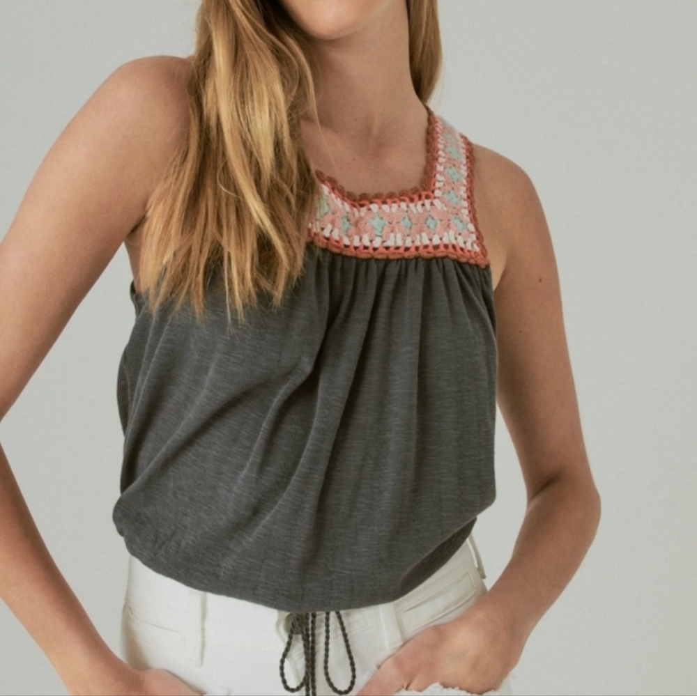 NWT Lucky Brand Womens Large Crochet Tank Top